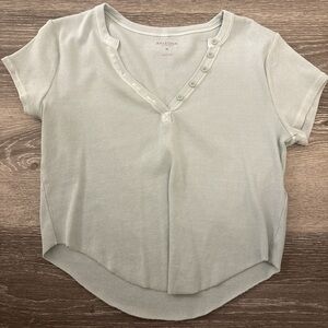 Arizona Jean Company sage green/blue unbuttoned crop top